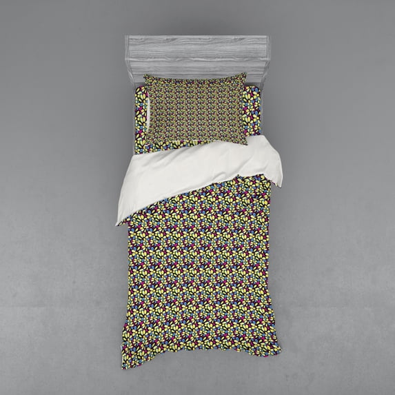 Ambesonne Grunge Bedding Set 3 Pcs, Daisy Graffiti, Twin XL, Multicolor