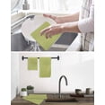 thumbnail image 5 of Vintage Fruit Green Kitchen Dish Towels for Drying Dishes Set of 3, Farmhouse Retro Solid Color Linen Texture Waffle Weave Microfiber Hand Tea Bathroom Towels Quick Dry & Absorbent Towel 12x12, 5 of 7