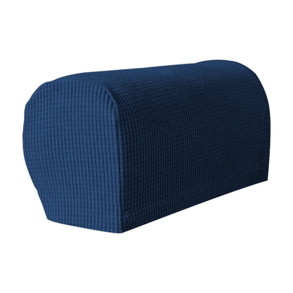 Beautynvta 2 Pcs Stretch Armrest Covers, Solid Color Plaid Sofa Armrest Cover, Thickened Non Slip Armrest Covers for Recliner Sofa, 18''x8''x6.5'', Navy