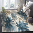 thumbnail image 4 of Area Rugs Indoor Non-Slip Rectangle Rug 5x8 Ft Vintage Leaves Blue Brown Tropical Plants Linen Texture Rug Rubber Backing Floor Mats Non Shedding Home Decor Carpet for Entryway Living Room, 4 of 8