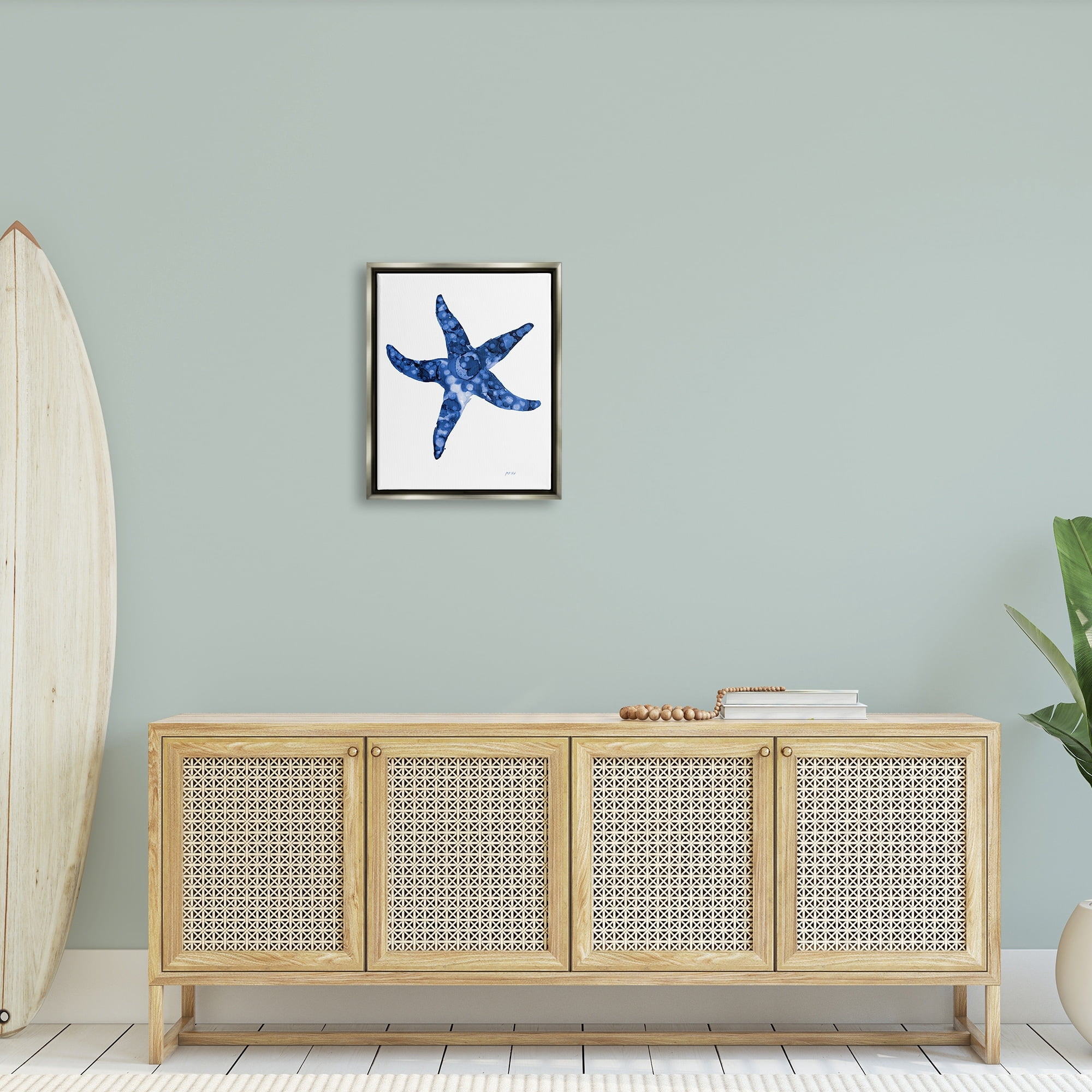 Stupell Industries Casual Starfish Beach Ocean Sea Life Painting Painting Luster Gray Floating Framed Canvas Print Wall Art, Design by Patti Mann