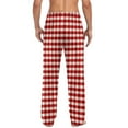 thumbnail image 4 of Checkered Striped Print Trousers for Mens Drawstring Elastic Waist Sweatpant Athletic-Fit Ultra Soft Textured Sweat Pants Beach Gym Workout Running Casual Pant with Pockets, 4 of 6