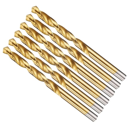 FRKSMD-Drill Bit (15/64 ) 6Pcs 4241 High-Speed Steel Straight Shank Titanium Nitride (TiN) Coated 118&deg; for Wood Plastic Iron Copper Aluminum Low Soft Metal