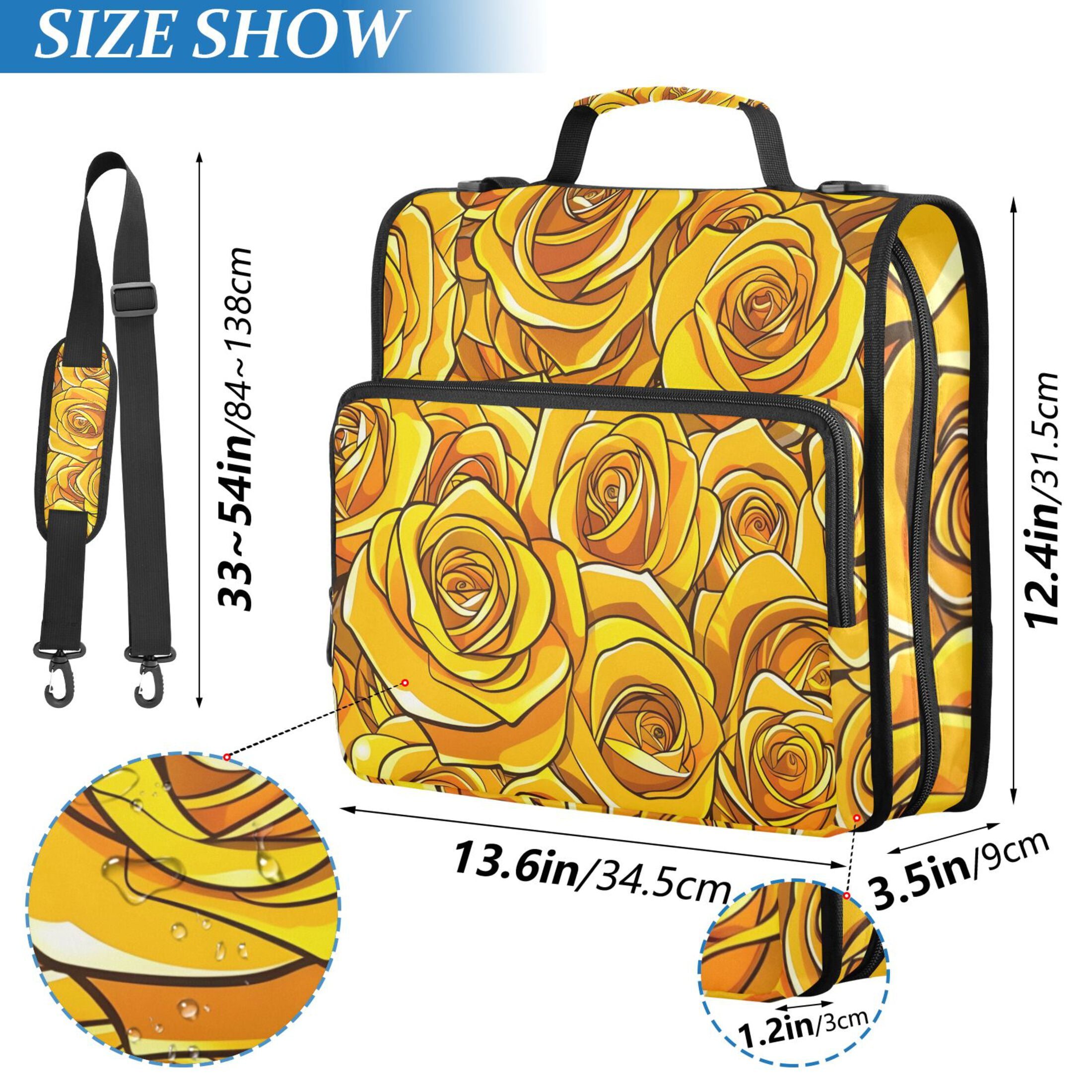 ALAZA Zipper Binder Yellow Roses Flowers 3 Ring Trapper Keeper File Folder Organizer Bag