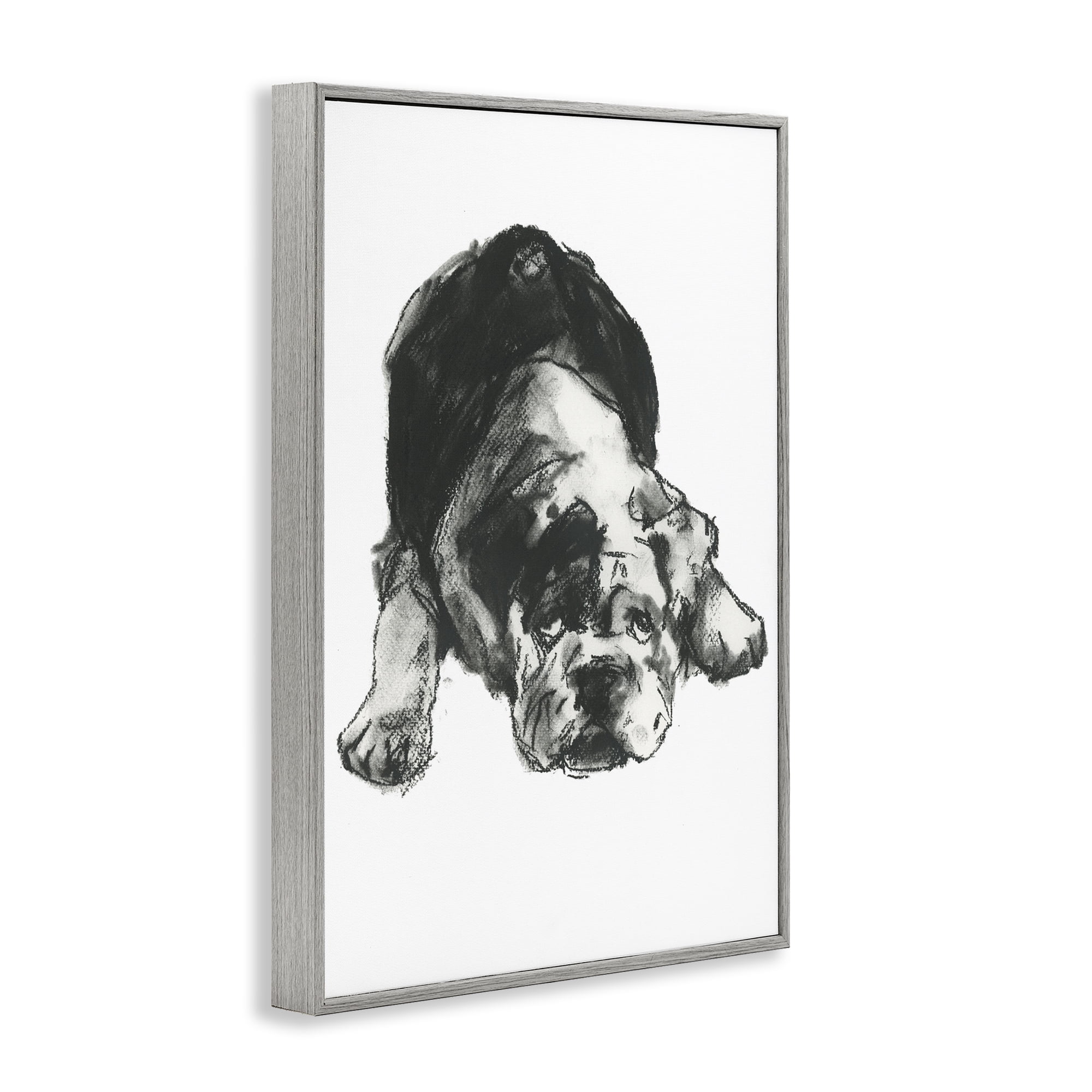 Stupell Industries Bulldog Drawing Portrait Animals & Insects Drawing Gray Framed Art Print Wall Art, 12 x 18
