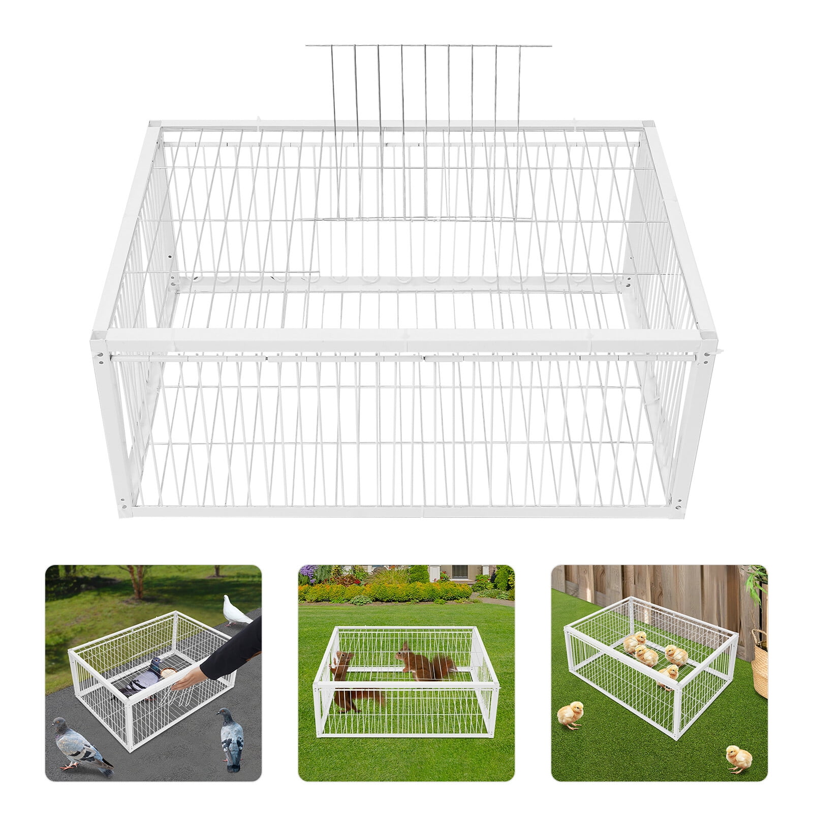 White Pigeon Cage Iron 4-Doors Rectangle Bird Cage one-way door for pigeons Used In Courtyards, Balconies, Lawns, Woods