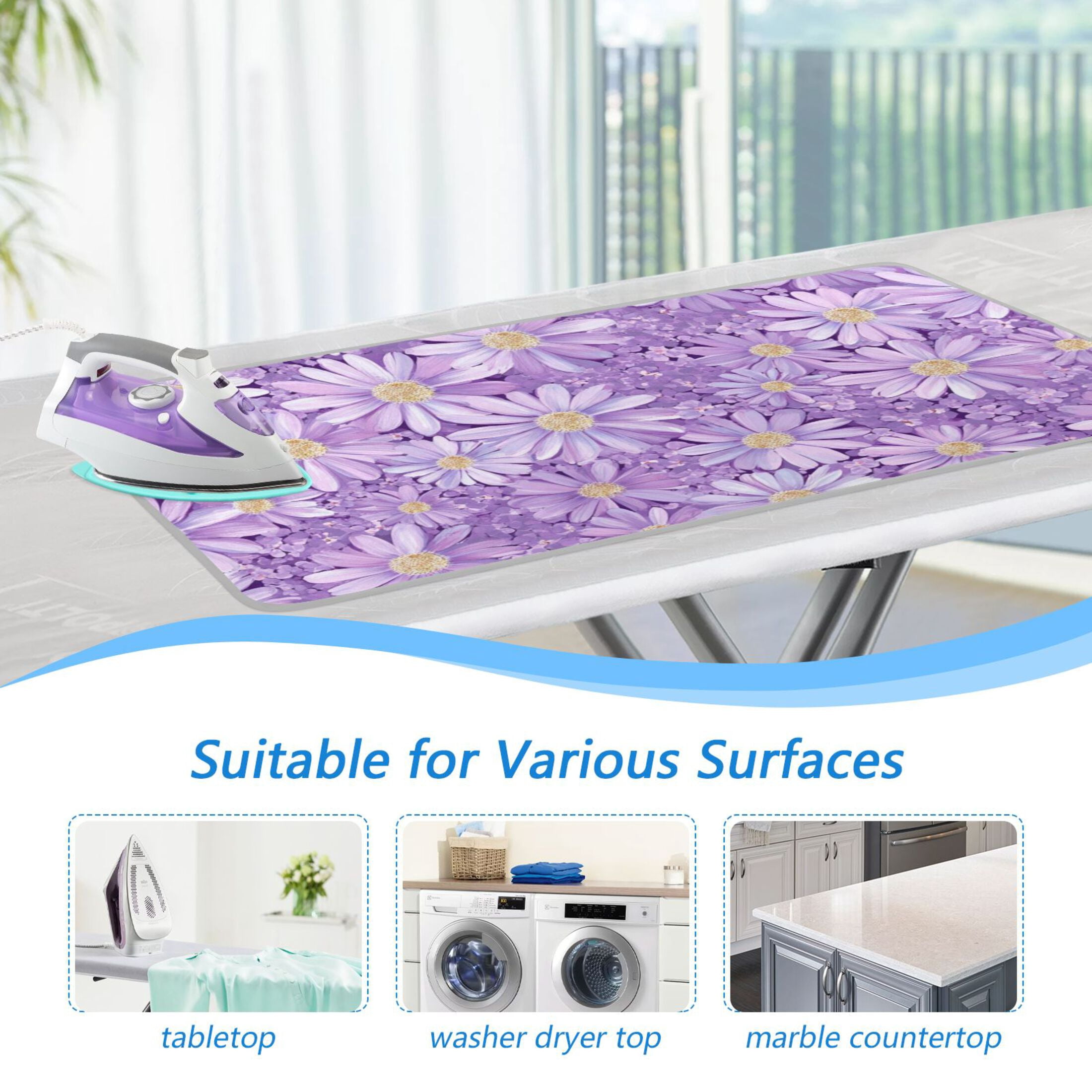 Purple Daisies Ironing Mat Blanket Portable Travel Ironing Pad Heat Resistant Pad 47.2" x 27.6”