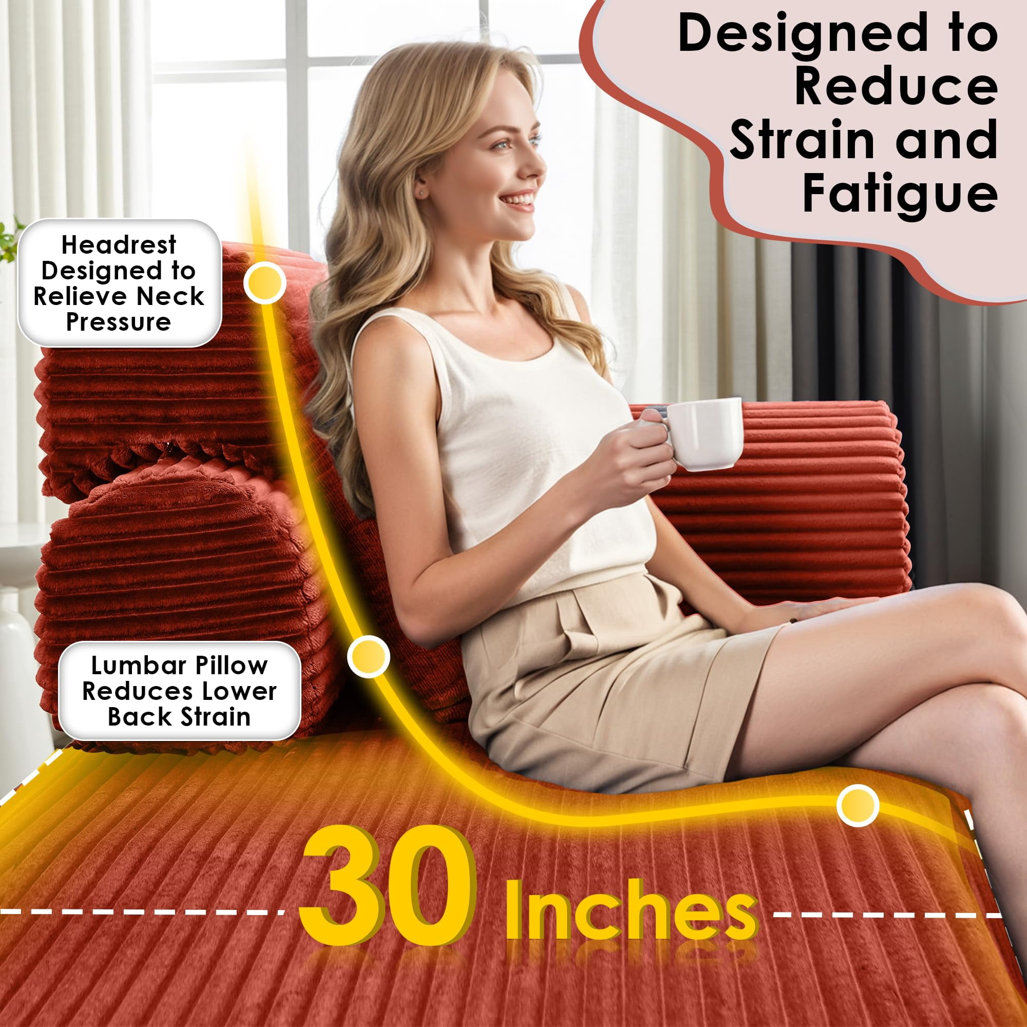 Howcool 78.5" Convertible Sleeper Sofa Bed, Corduroy Foldable Loveseat, Boneless Memory Foam Couch Bed for Living Room, Queen to King Size, No Assembly,Orange