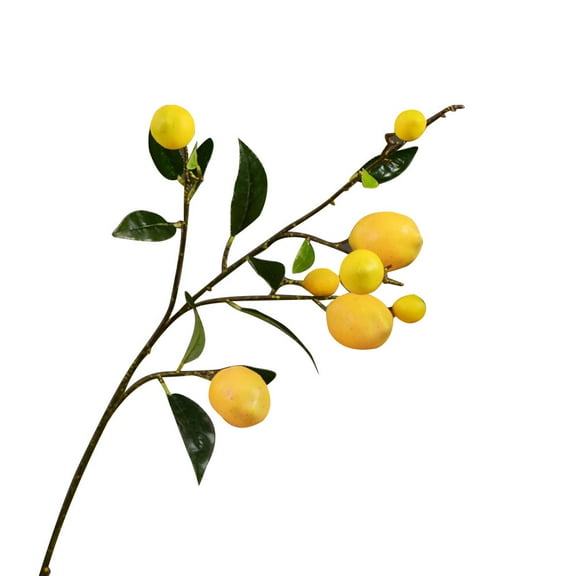 Simulation Green Plant Artificial Fruit Flower Yellow Simulation Lemon Fruit Tree Branch