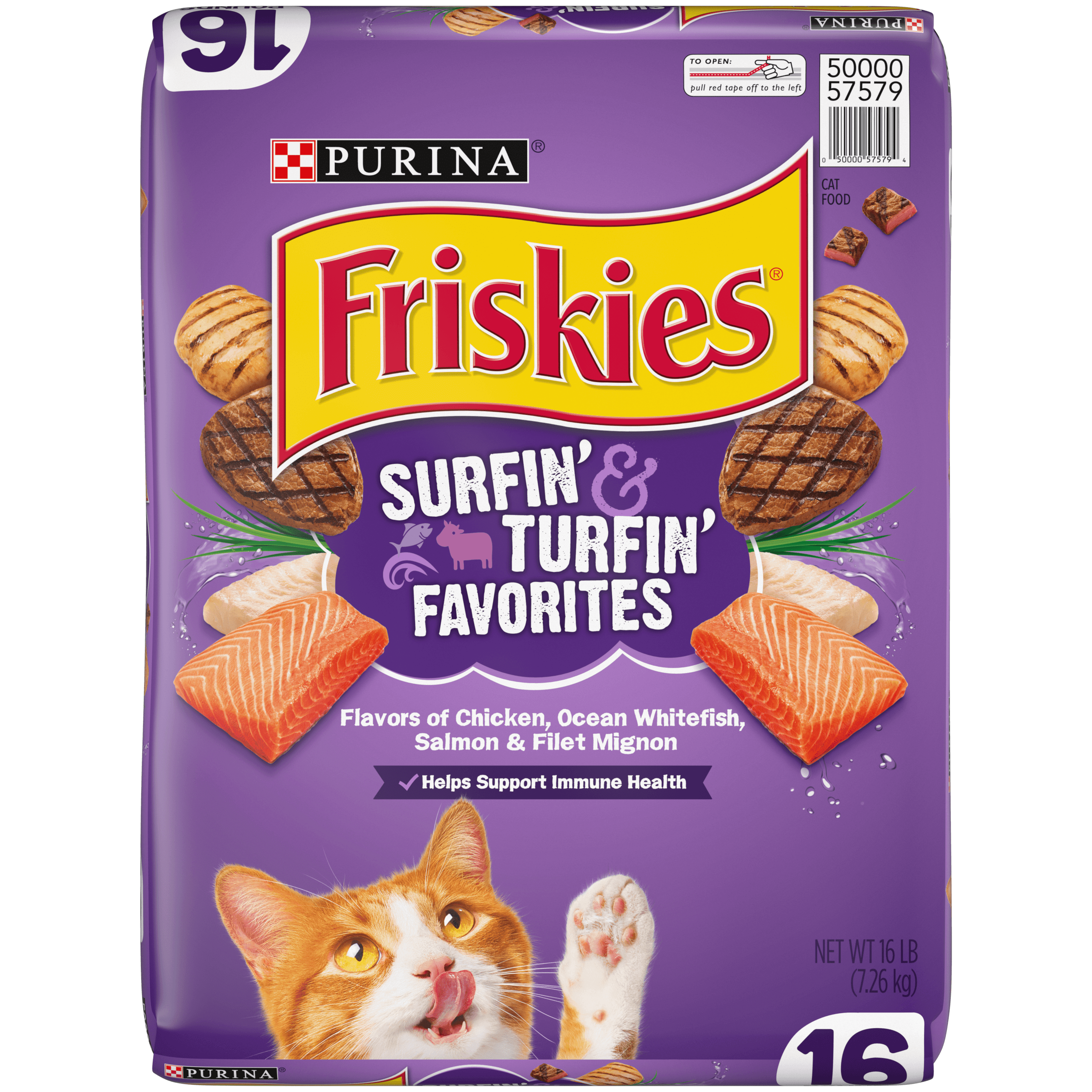 Friskies Dry Cat Food, Surfin' & Turfin' Favorites, 16 lb. Bag