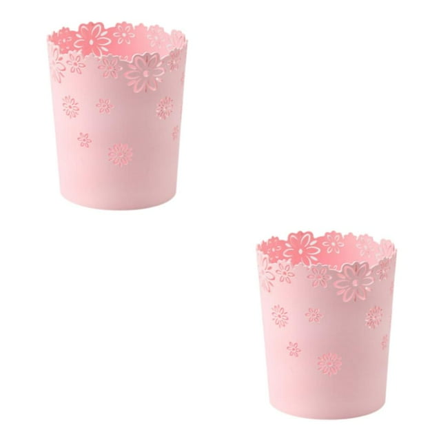 Wweixi Durable Trash Bin With Anti Slide Bottom Reliable And Convenient Prevents pink small size 2Set