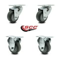 thumbnail image 2 of 3 Inch Thermoplastic Rubber Wheel Swivel Top Plate Caster Set with 2 Rigid SCC, 2 of 2