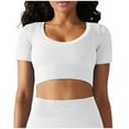 thumbnail image 1 of Besolor Hauts d'Entraînement à Manches Courtes pour Femmes, Col Rond, Tricot Côtelé, Yoga Athlétique, Course, Ajusté, Gym, 1 of 6