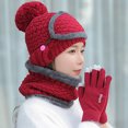 thumbnail image 5 of D-GROEE Four-Piece Womens Slouchy Beanie Winter Hat Knit Warm Snow Ski Skull Cap Outdoor Hat Cap Face Cover Bib Gloves Neckerchief Set, 5 of 6