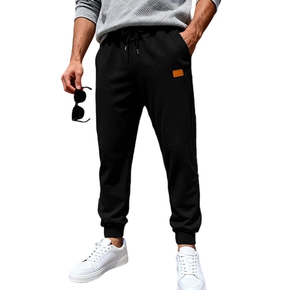 Chiccall Men's Sweatpants Casual Textured Elastic Bottom Workout Trouser Elastic Waist Drawstring Jogger with Back Pocket