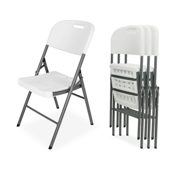 Folding Chairs for Outdoor and Indoor,  Weight Capacity: 396 lbs. Set of 4, White