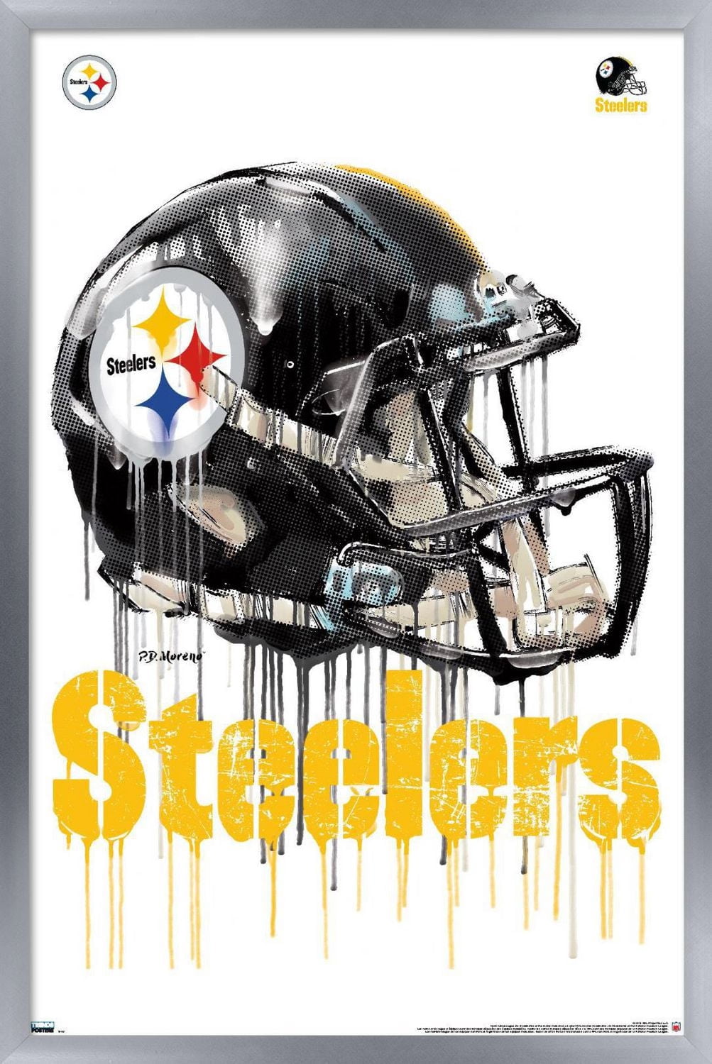 NFL Pittsburgh Steelers - Drip Helmet 20 Wall Poster, 22.375" x 34" Framed