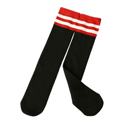 

Girls s High Tube Socks Elastic Cotton Striped Stockings Breathable Comfortable Knee Socks for Autumn Winter L Black