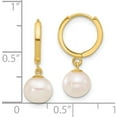 thumbnail image 4 of 14K Yellow Gold 7-8Mm Round Freshwater Cultured Pearl Dangle Hoop Earrings (Width 7.2) (Length 21.3) - Jbsp, 4 of 5