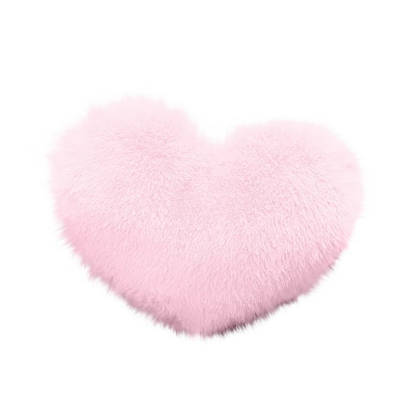 Jamicy Fluffy Heart Decorative Pillow 13"*9.8", Plush Cute Heart Shaped Throw Cushion Stuffed Decorative Gift Throw Pillow for Couch Bed Sofa Decoration Pink