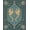 Blue, Pattern 5, variant on ODIKA 4'x6' Dusty Rose Lotus Botanical Washable Area Rug Flying Birds Water Lilies Floral Motifs Decorative Geometric Border Pet Friendly, Non-Shedding for Bedroom, Reading Nook