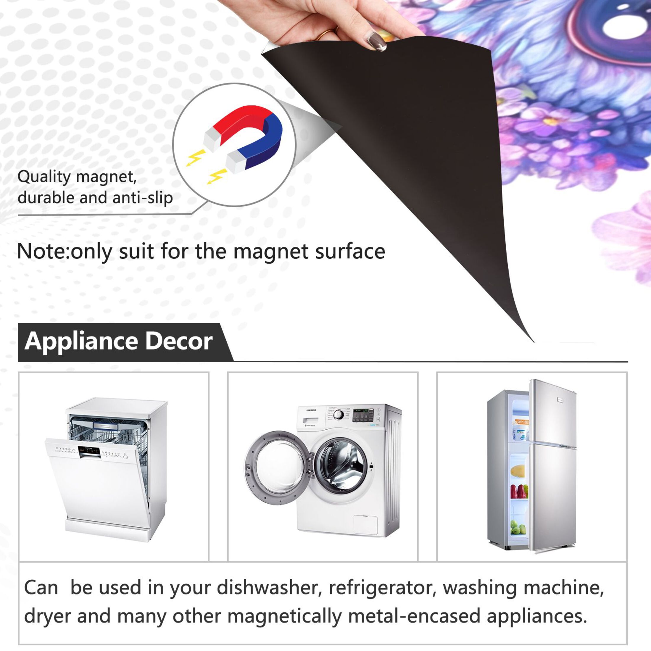 Dishwasher Magnetic Sticker 23x26 Inch Refrigerator Magnetic Sticker Washing Machine Magnetic Sticker Kitchen Panel Magnetic Sticker Home Decor Adorable Colorful Owl