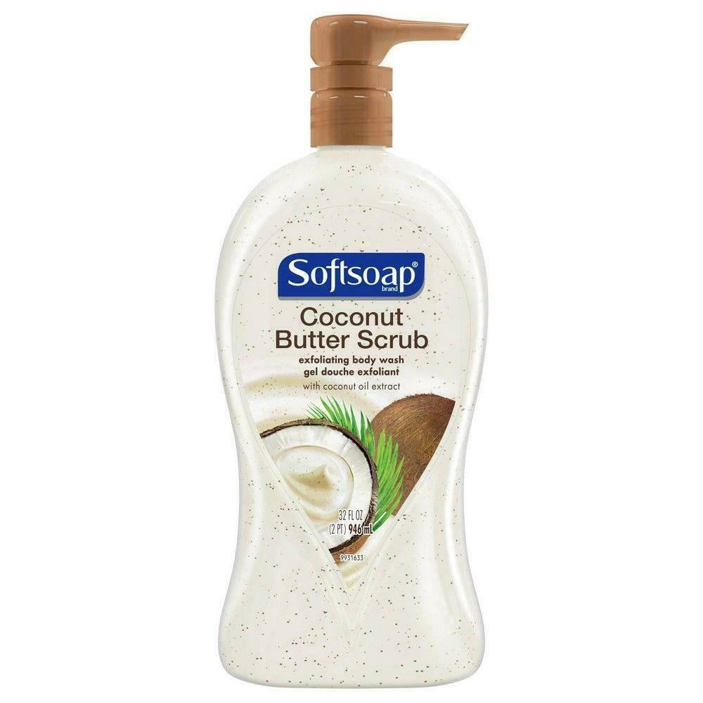 Softsoap Coconut & Butter Scrub Exfoliating Body Wash Pump 32 fl oz