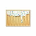 thumbnail image 1 of Food Wall Art with Frame, Cartoon Like Image of and Melting Ice Cream Cones Colored Sprinkles Print, Printed Fabric Poster for Bathroom Living Room, 35" x 23", Multicolor, by Ambesonne, 1 of 2