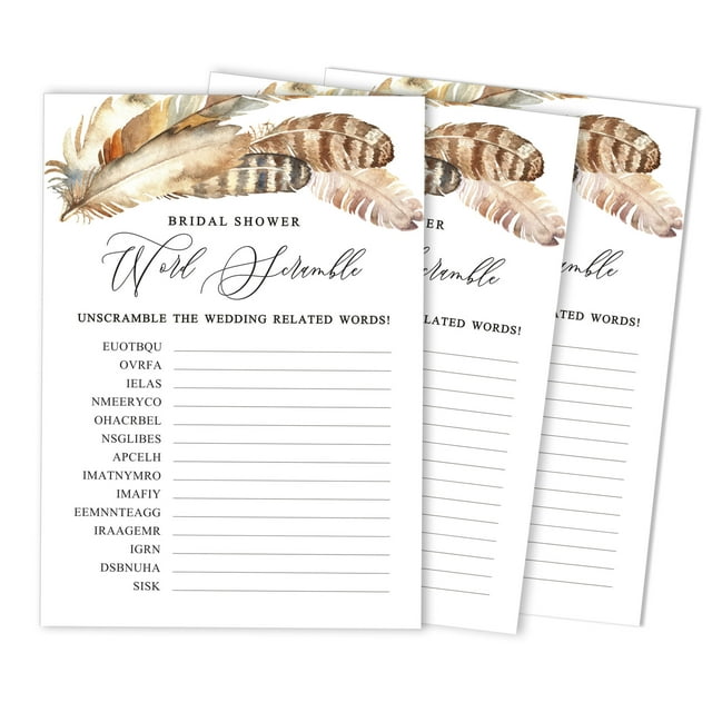 Inkdotpot Cartes de Jeu de Douche Nuptiale Fournitures de Mariage Lot de 50