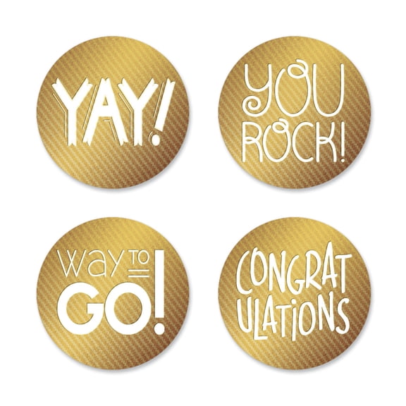 Current Deluxe Big Congrats Seals-24- Set of 24, 4 Designs for set, 1.5" diameter, Great for Cards, Gifts, and Crafts