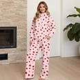 thumbnail image 4 of Uorisanigo Pink Polka Dot Women's 2 Piece Lounge Set Mock Neck Sweatshirt Wide Leg with Side Pocket Plus Size Tracksuit Loungewear Baggy Comfy Sweatsuit Travel Airport Outfits, 4 of 7