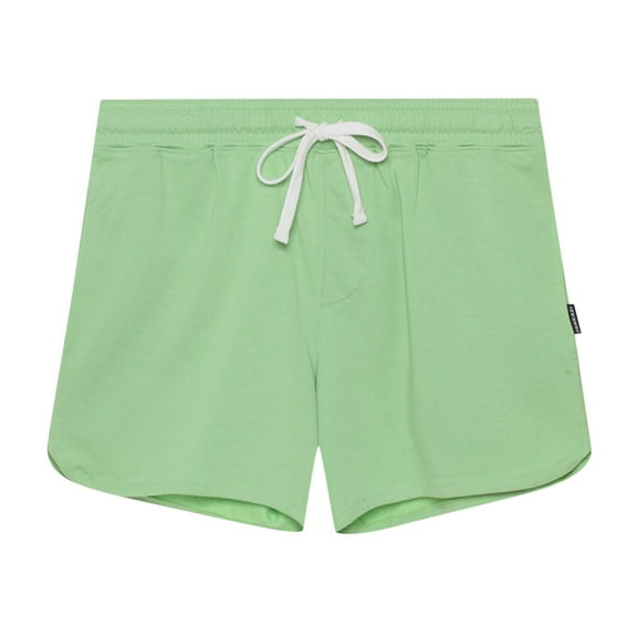 HOOMEUMY Men's Summer Sports Shorts Mid Waist Drawstring Solid Color Loose Fit Beach Shorts with Pockets Green M