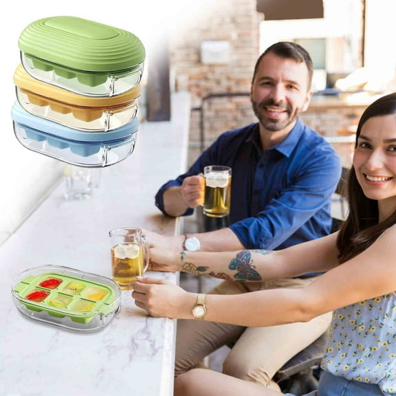 VBODN Ice Cube Trays for Freezer,Ice Trays for Freezer With Lid And Bin,Silicone Ice Tray