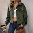 thumbnail image 6 of Aboser Corduroy Cropped Jackets for Women Streetwear Trendy Button Down Coats Warm Fleece Long Sleeve Jacket Collared Short Coat, 6 of 8