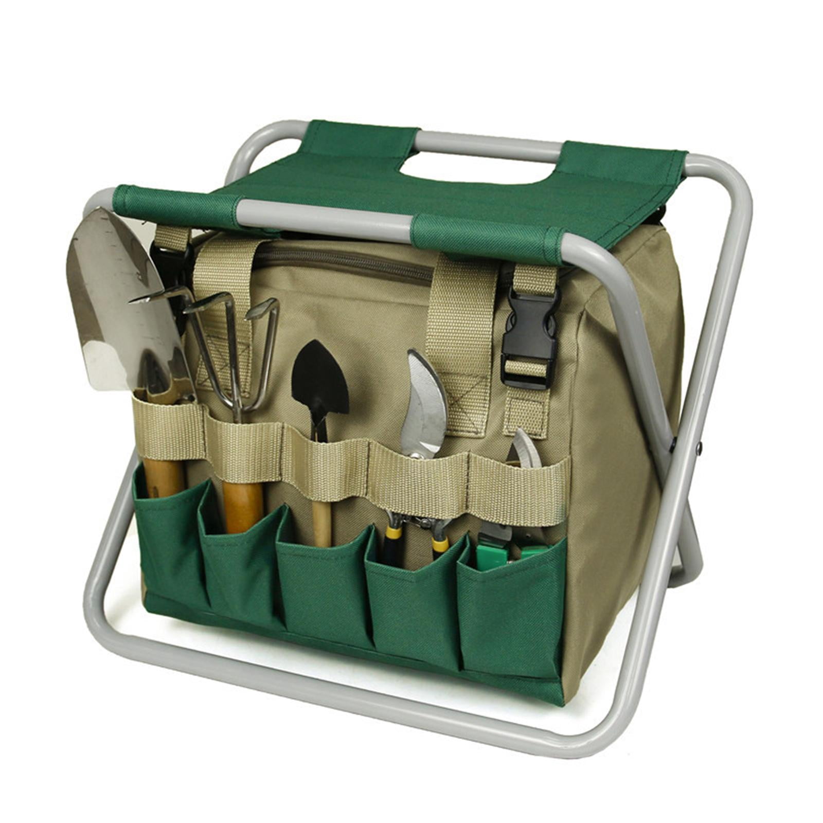 Fzaqwen Garden Kneeler and Seat with Tool Pouches, 2-in-1 Foldable Garden Bench Garden Stools, Portable Garden Kneeling Pad