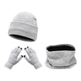 thumbnail image 1 of MIASHUI Women's Scarf, Hat, and Gloves Three-Piece Set Winter Outdoor Riding Skiing Cold Protection Solid Color Knit Hat Warm Set Light Gray, 1 of 9