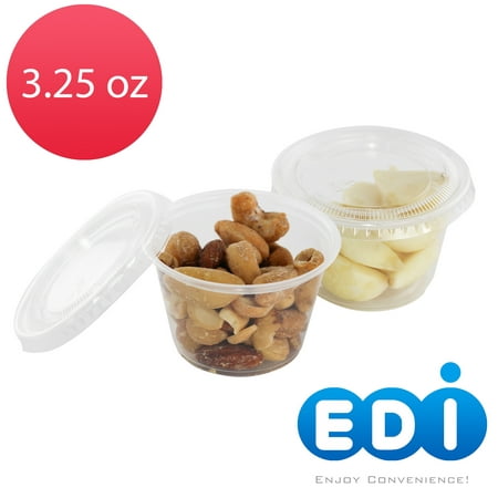 EDI 3.25oz Clear Plastic Jello Jelly Shot Portion Cup with Lid, 2400 per