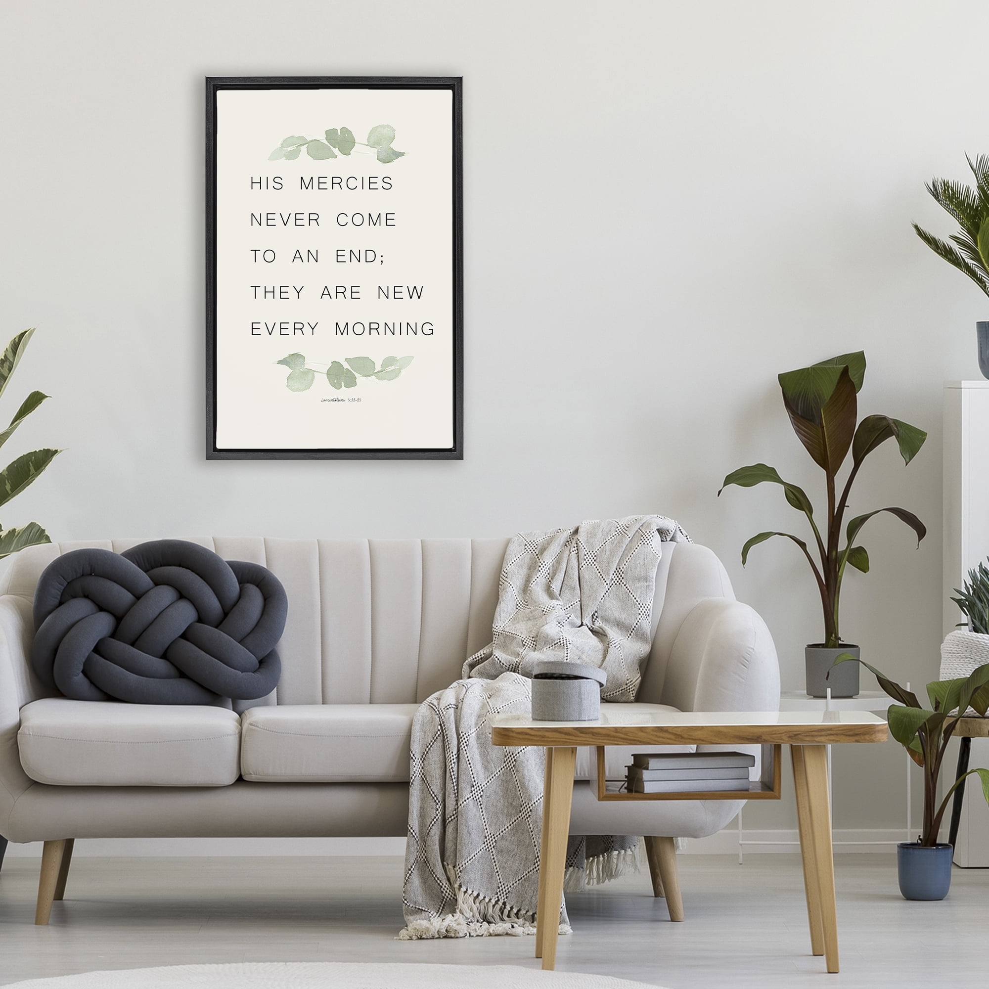 Stupell Industries Mercies New Every Morning Black Framed Floater Canvas Wall Art, design by Lucille Price