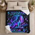 thumbnail image 5 of Cosmic Spirit Wolf Energy Galaxy Night Sky Fantasy, Peaceful Mountain Lake Scene, Warm Flannel Blanket for Cabin and Lodge, Outdoor Lovers Camping Gift, Festive Home Decor, 5 of 9
