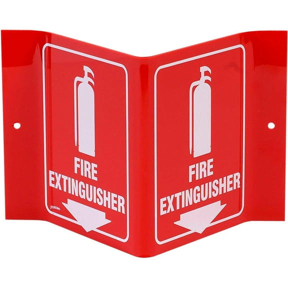 Brady® V1FE15A 2 Sided Fire Extinguisher "V" Sign, Acrylic, 8"W x 6"H