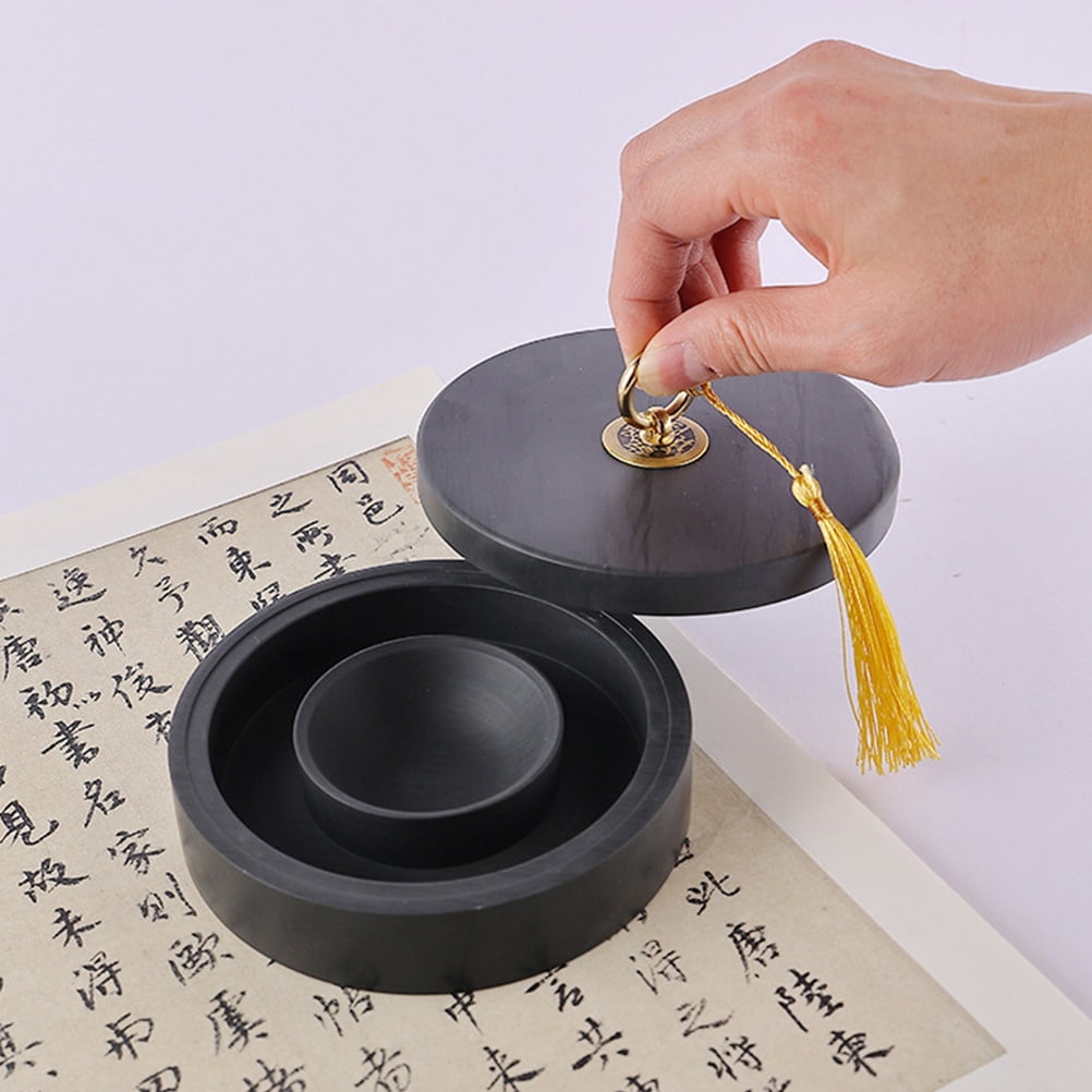 WHAMVOX  Moisturizing Ink Inkstone Inkwell Calligraphy Liquid Dish Black