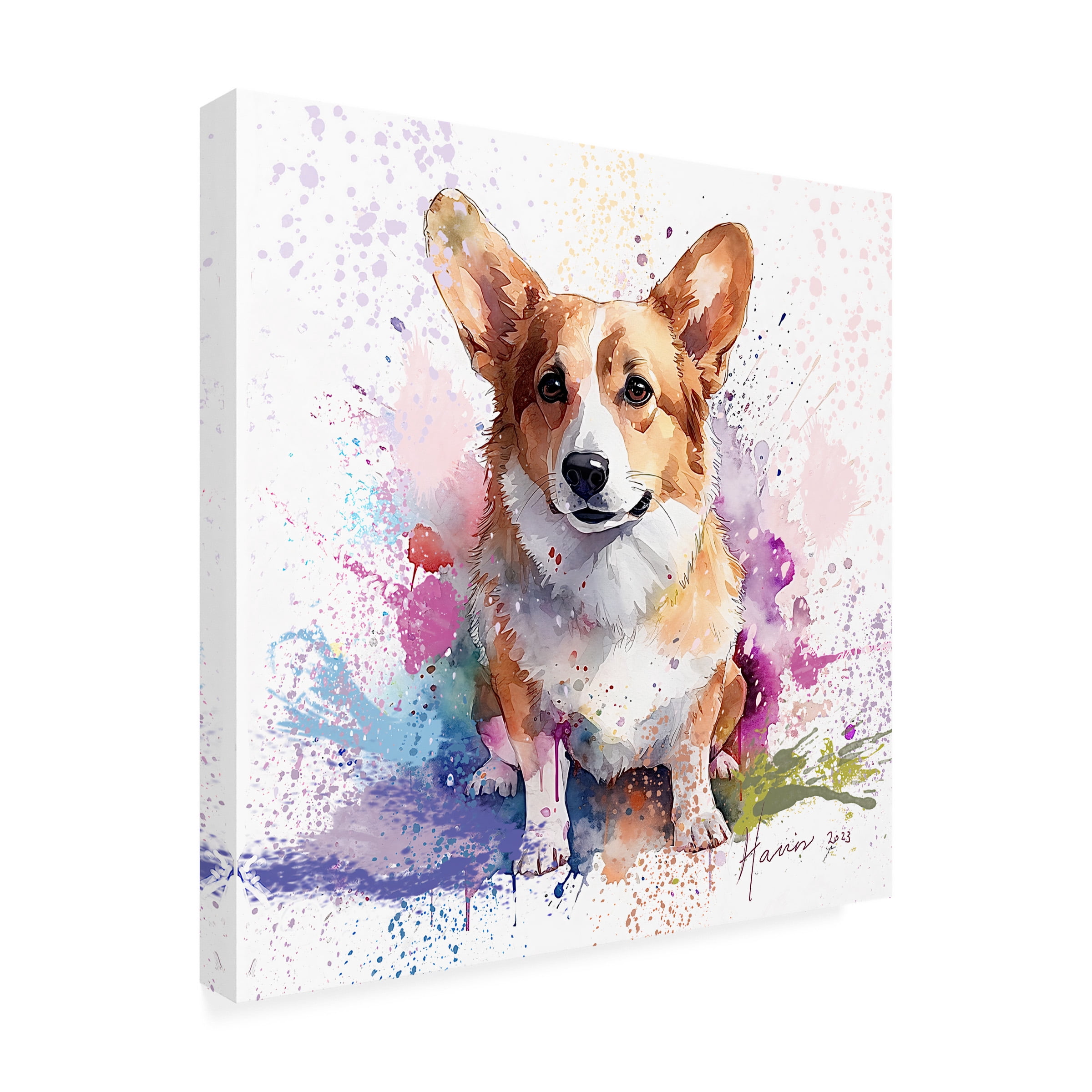 Canvas Wall Art - Frank Harris 'Corgi Master' Wall Art for Living Room, Bedroom, or Office DÃ©cor by Trademark Fine Art - 24 x 24 Inches