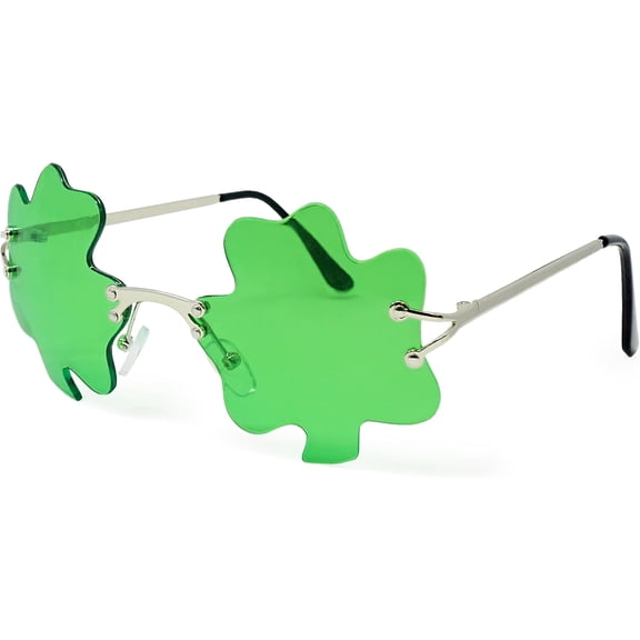 **4E's Novelty Green Shamrock Sunglasses for St. Patrick’s Day Adults and Kids Party Costume Accessory