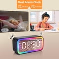 thumbnail image 3 of Alarm Clock with Bluetooth Speaker for Heavy Sleepers, Radio Digital Clock for Bedroom, Colorful LED Lights, USB Charger, LED Display Digital Alarm Clock for Christmas Teens Girls Boys (Black), 3 of 7