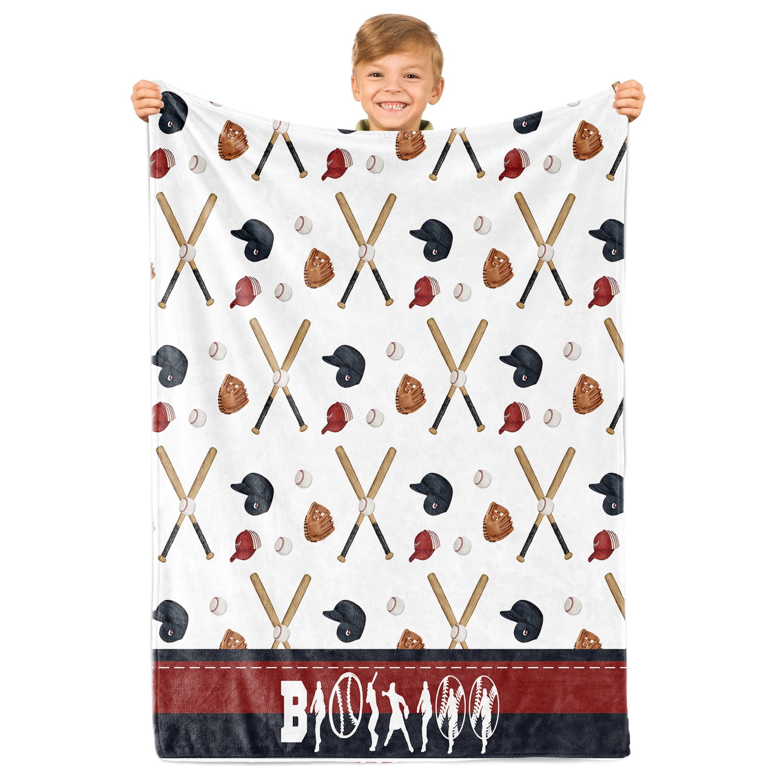 Baseball Throw Blanket Gifts for Boys, Blue Baseball Soft Cozy Plush