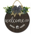 thumbnail image 1 of Eveokoki 12" Welcome Sign for Front Door Porch Farmhouse Round Plaque Wreaths Hanging Wooden Sign Wall Decor for Home Christmas Decoration Housewarming Gift, 1 of 4