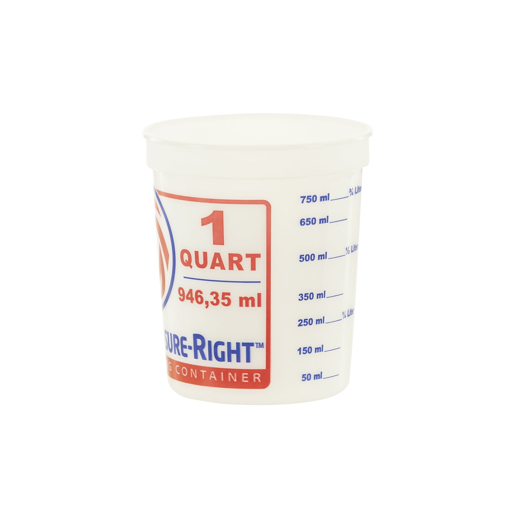 (3 pack) United Solutions 1 Quart Round Measure Right Plastic Mixing Container, Clear, 1 Each