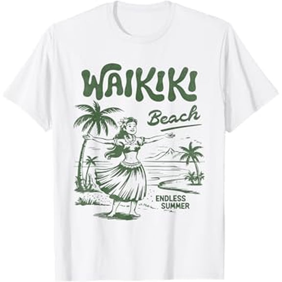 Retro Waikiki Hula Girl Hawaii Beach Vintage Island Vibes T-Shirt