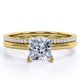 thumbnail image 1 of JeenMata Anillo Nupcial de 1,50 Quilates con Corte Princesa, Engaste en Garras y Detalles Pavé en Baño de Oro Amarillo de 18 K sobre Plata (Personaliza la Banda de Tu Anillo de Bodas), 1 of 6