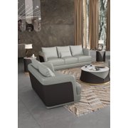 Italian Leather Grey-Chocolate Sofa Set 2P GLAMOUR EUROPEAN FURNITURE Modern